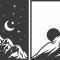 Sticker decorativ, Soare, Luna ,Munte, Negru, 85 cm, 7272ST
