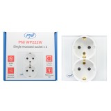 Resigilat : Priza simpla x2 incastrabila PNI WP222W cu rama din sticla culoare alb