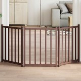 vidaXL Poartă de c&acirc;ini pliabilă 3 panouri stejar maro 150 cm lemn brad