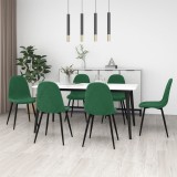 Cumpara ieftin Scaune de bucătărie, 6 buc., verde &icirc;nchis, catifea