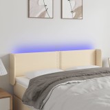 VidaXL Tăblie de pat cu LED, crem, 147x16x78/88 cm, textil 3123099