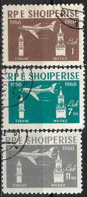 B0168 - Albania 1960 - Aviatie 3v.stampilate,serie completa foto