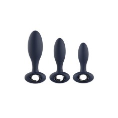 Set plug anal DREAMTOYS Startroopers Milky Way, 1 dop clasic + 2 dopuri cu funcție de vibrație, 12.5 cm - 16 cm, albastru