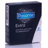 Prezervative groase PASANTE EXTRA THICK, cu lubrifiant suplimentar, 1 cutie x 3 buc