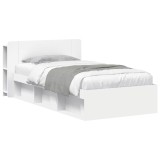 vidaXL Cadru de pat cu depozitare Alb 80 x 200 cm Lemn prelucrat 3433326