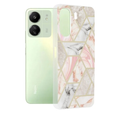 Techsuit - Marble Series - Xiaomi Redmi 13C 4G / Poco C65 - Pink Hex foto