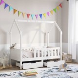 VidaXL Cadru de pat cu sertare de copii, 70x140 cm, lemn masiv de pin