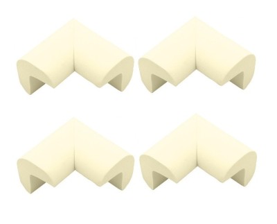 Set 4 bucati protectii pentru colturi ascutite, spuma, autoadeziv, 6 x 6 x 3.5 cm, crem foto