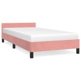 Cumpara ieftin Cadru de pat cu tablie fara saltea, roz, 90x200 cm, catifea