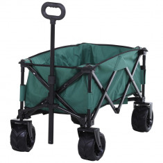 Outsunny Caucior de Gradina Sarcina max 70kg cu Maner Telescopic, Carucior Transport Obiecte din Metal si Tesatura Oxford, 108x55 cm, Verde