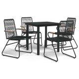 Cumpara ieftin Set mobilier de gradina, 5 piese, negru, ratan PVC