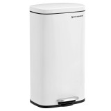 Cos de gunoi metalic SONGMICS cu pedala, 30L, capac silentios, alb