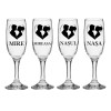 Set pahare Sampanie din sticla personalizate Miri si Nasi, pentru nunta, model 5, Oem