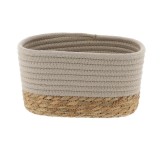 Coș Mediu Rectangular Bumbac / Iarba De Mare 21X13X12 Cm &ndash; Greige / Bej | Organizatoare Baie