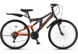 Bicicleta MTB Umit BLACKMOUNT, Full Suspension,V , 21 viteze, roata 26 , cadru otel, antracit portocaliu