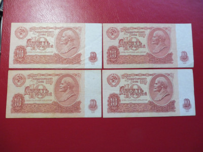 RUSIA / URSS 4 BANCNOTE 4X10 RUBLE - 1961 (120 ) foto