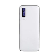 Baterie externa Smart Power Bank, 10000 mAh, 3 x USB, design piele, Alb foto