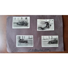Set de 7 fotografii cu autoturisme, 4+3 lipite fata/verso pe carton, 1930