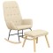 Scaun balansoar cu taburet, crem, material textil - 3