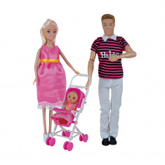 Set papusi Happy Family, plastic, accesorii incluse, 3 ani+