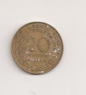 Moneda Franta - 20 Centimes 1963 v1 foto