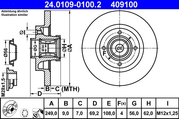 ATE 24.0109-0100.2 Disc frana