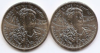 Statele Unite (SUA) Set 2 monede - 1 Dolar 2025 D+P - (Mary Kawena Pukui) KM-814 UNC !!! foto