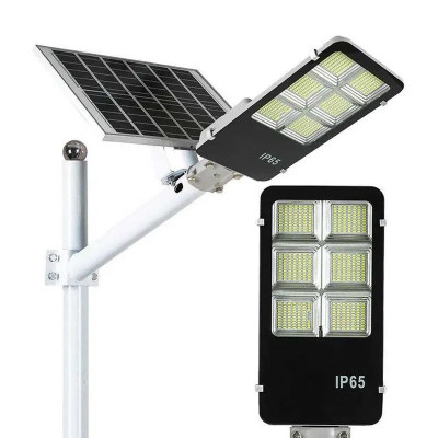 Lampa solara stradala cu panou fotovoltaic, 300W, IP65, suport prindere, telecomanda, aluminiu foto