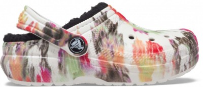 Saboți Crocs Kids&amp;#039; Classic Lined Tie-Dye Graphic Clog Multicolor - Black/Multi foto