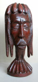 Cap de african - sculptura etnica Zimbabwe din mahon cu postament, arta africana, Lemn, Africa