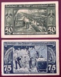 Germania lot 2 notgeld 50 + 75 pfennig 1921 Leopoldshall **