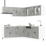 Cumpara ieftin Set dulapuri de bucătărie 11 piese &bdquo;Porto&rdquo; gri beton Lemn