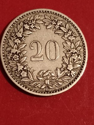 20 rappen 1896, T = 1.000.000, stare EF+ / aUNC [poze]. Discount conform descriere [10 - 20 %. Vezi descrierea.]. foto