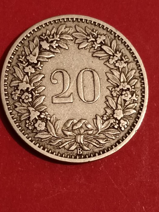 20 rappen 1896, T = 1.000.000, stare EF+ / aUNC [poze]. Discount conform descriere [10 - 20 %. Vezi descrierea.].