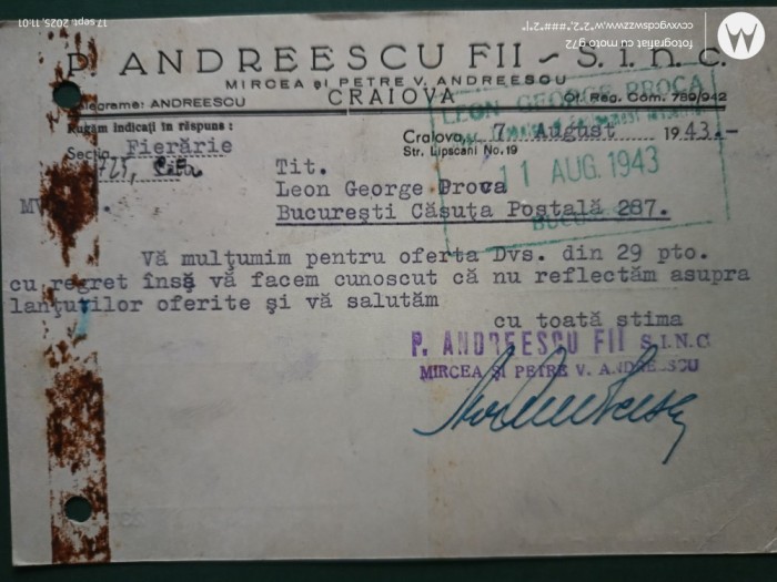 Regalitate Romania ,plic corespondenta circulat,corepondenta financiar -comerciala avocat