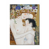 Tablou pictat manual, Dragoste materna, 70x50cm ulei pe panza, reproducere Gustav Klimt, Magistral