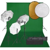 VidaXL Set studio foto cu lumină, fundal și reflector