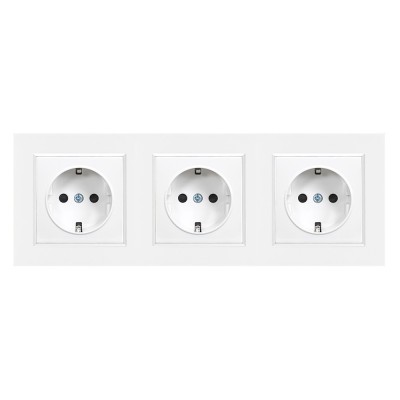 Nova III trei prize cu &amp;icirc;mpăm&amp;acirc;ntare 16A 250V cu cadru alb foto