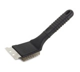 Perie de sarma cu racleta pentru gratar, otel, 21,5 x 7,5 cm, negru, Oem
