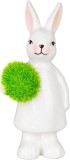 Decoratiune iepuras de Paste MagicHome cu ou verde, 4,7x6x12,7 cm