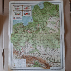 Harta veche Polonia, Letonia, Lituania, Danzig, Prusia Orientaia (atlas 1924) foto