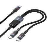 Cablu Date si Incarcare USB-C - 2 x USB-C HOCO U139 2in1, 100W, 1.2m, Negru