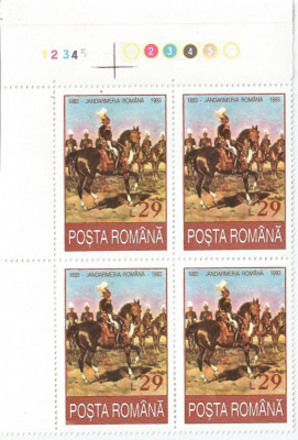 Romania, LP 1322/1993, 100 de ani Jandarmeria Rurala, bloc de 4 timbre, MNH foto