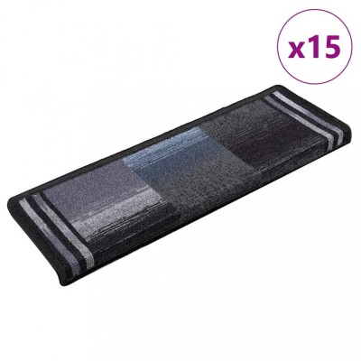 vidaXL Covorașe scări autoadezive, 15 buc., negru și gri, 65x21x4 cm foto