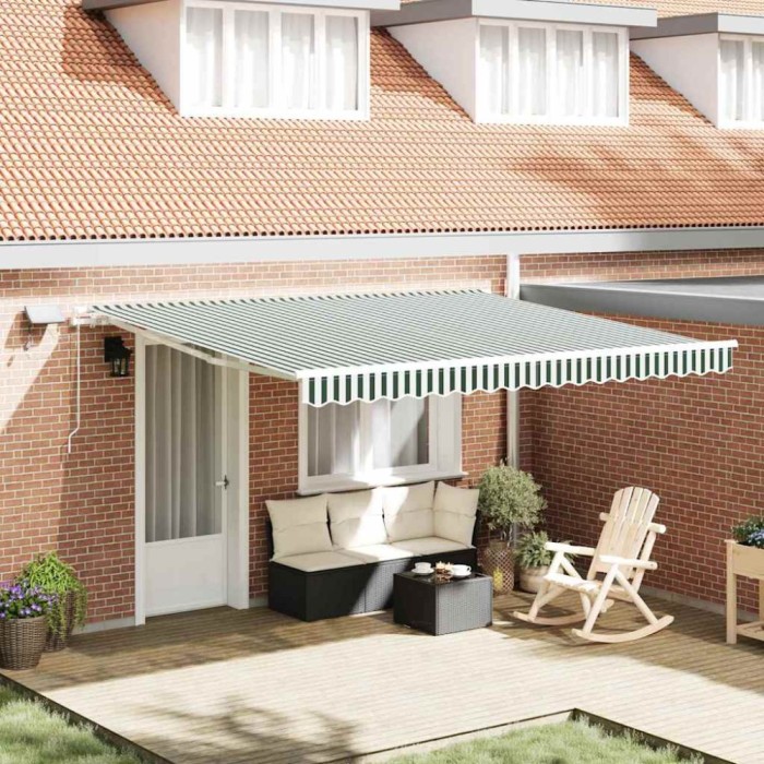 Marchiză retractabilă Verde și alb 400 &times; 300 cm Verde și alb