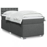 VidaXL Pat box spring cu saltea, gri &icirc;nchis, 80x200 cm, textil 3288030