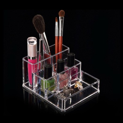 Suport Acrilic Cosmetice, 6 Compartimente, Transparent, 10x12x6cm foto