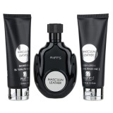 RIIFFS MASCULIN LEATHER, Set cadou pentru barbati 100 ml EDP + gel de dus 100 ml + lotiune de corp 100 ml