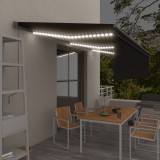 Copertină automată cu stor senzor v&acirc;nt LED, antracit, 6x3 m