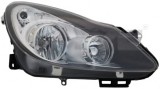 Far Opel Corsa D 07.2006-01.2011 TYC fata stanga, tip bec H1+H7, reglare electrica, culoare rama negru, cu motoras